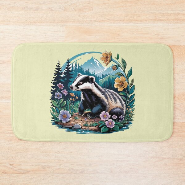 Item preview, Floral Badger Vintage Woodland Wildlife Art 4 designed and sold by BirdsnStuff.