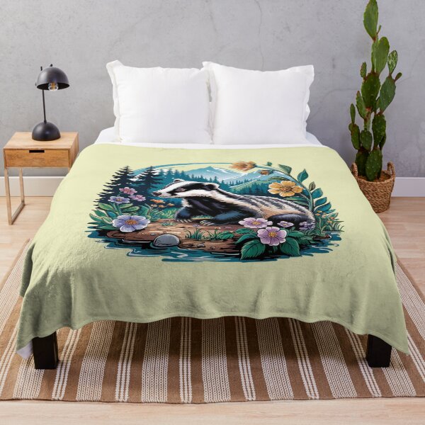 Item preview, Floral Badger Vintage Woodland Wildlife Art 4 designed and sold by BirdsnStuff.