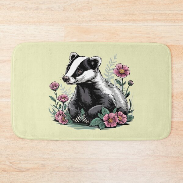 Item preview, Floral Badger Vintage Woodland Wildlife Art 6 designed and sold by BirdsnStuff.