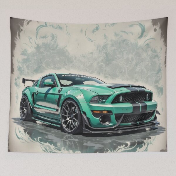Item preview, Sumi-E art, Ford Mustang, muscle car designed and sold by Salimgor Hangaround Music.