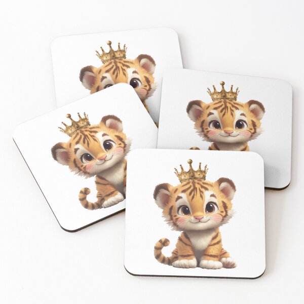 Item preview, Cute Baby Tiger with Crown – Adorable Jungle Royalty Cartoon Design designed and sold by Art of Ngu.