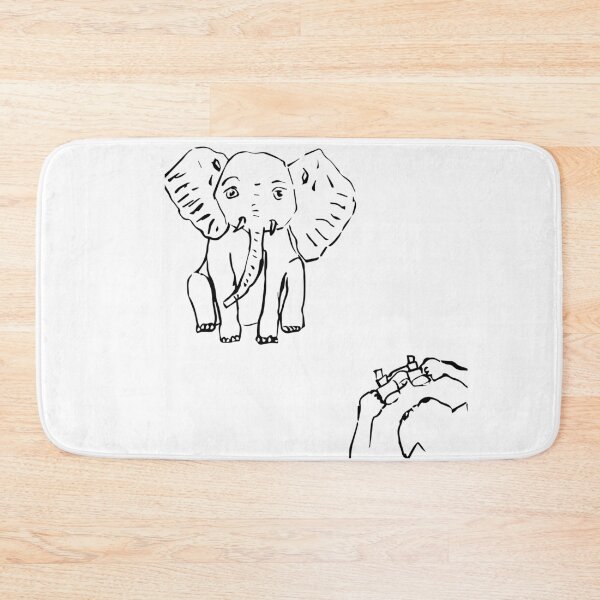 Item preview, Wandering Cat looking at an elephant through binoculars (black on white version) designed and sold by Dina Akselrod.