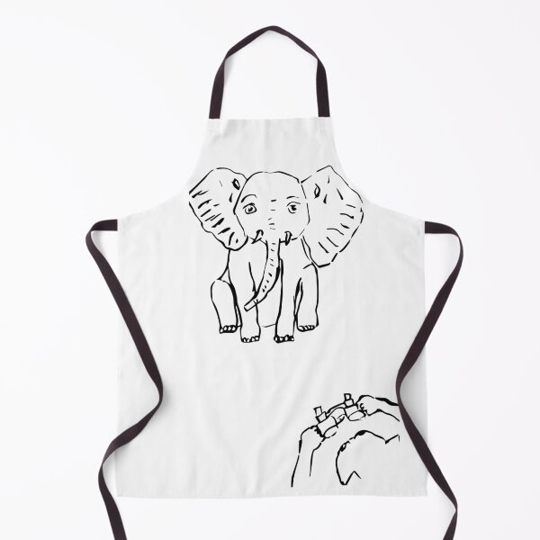 Item preview, Wandering Cat looking at an elephant through binoculars (black on white version) designed and sold by Dina Akselrod.