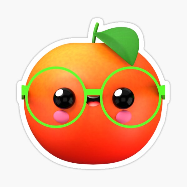 Cute Baby Orange with Glasses – Kawaii Dancing Fruit for Sensory Fun Sticker