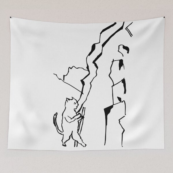 Item preview, Wandering Cat approaching to the ridge (black on white) designed and sold by Dina Akselrod.