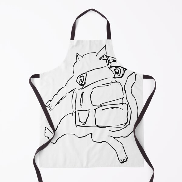 Item preview, Wandering Cat with his backpack running towards new adventures (black on white) designed and sold by Dina Akselrod.