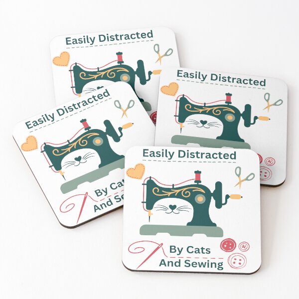 Item preview, Easily Distracted By Cats And Sewing - A Cat Sewing designed and sold by Wiss2Arts.