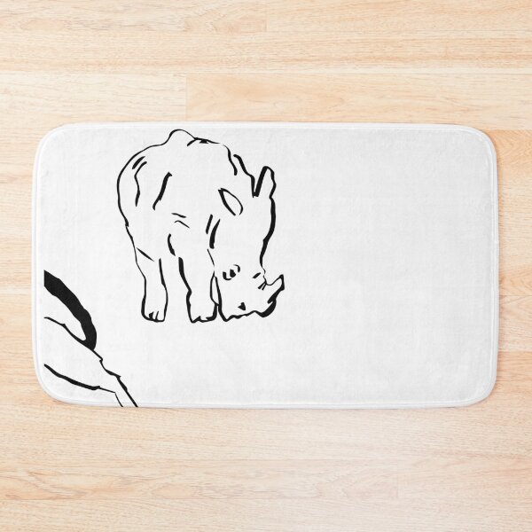 Item preview, Wandering Cat is running away from Rhino black on white version  designed and sold by Dina Akselrod.