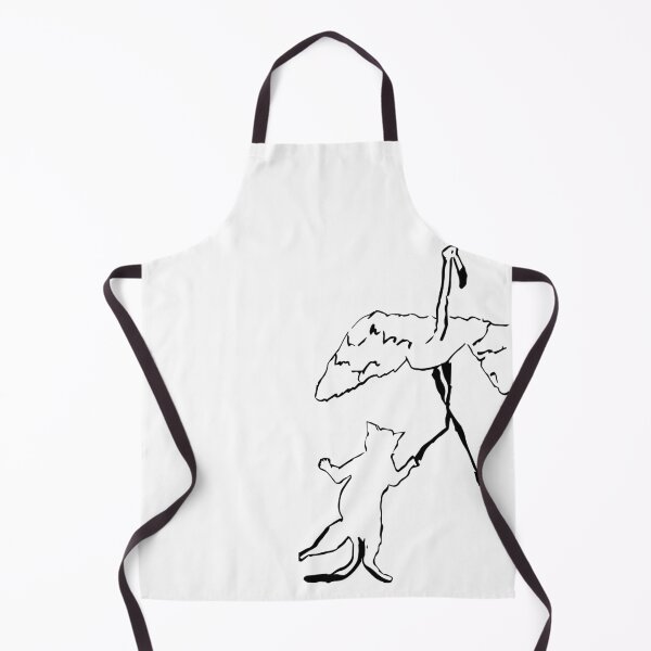 Item preview, Wandering Cat dancing with Flamingo (black on white) designed and sold by Dina Akselrod.