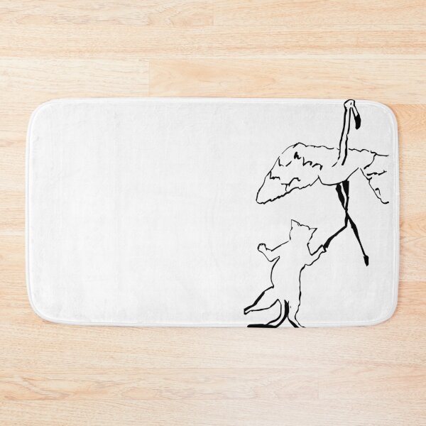 Item preview, Wandering Cat dancing with Flamingo (black on white) designed and sold by Dina Akselrod.