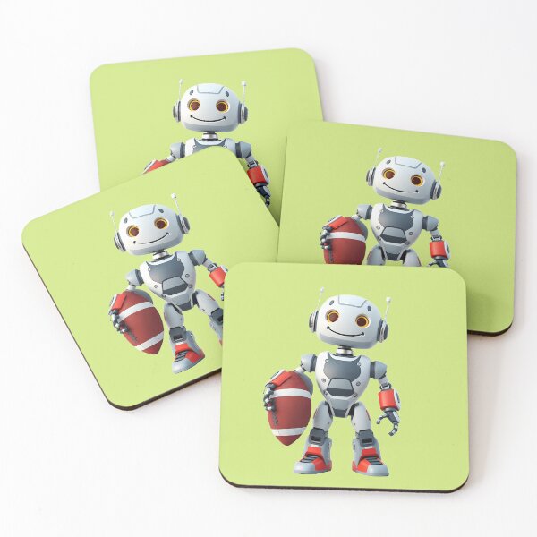 Item preview, Smiling Robot with Football – Futuristic AI Sports Design designed and sold by gtrock.