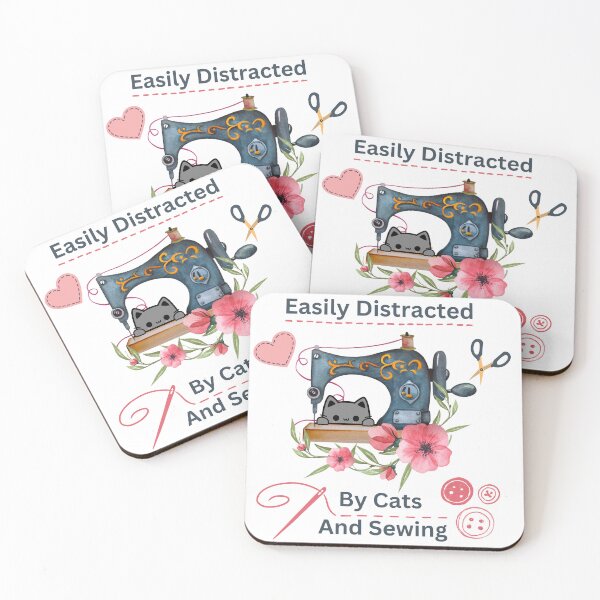 Item preview, Easily Distracted By Cats And Sewing - A Cat Sewing designed and sold by Wiss2Arts.