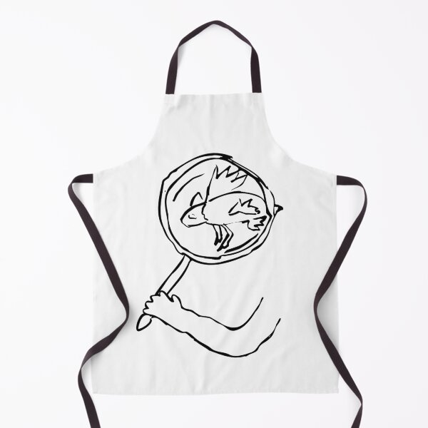 Item preview, Wandering Cat looking at a strange creature through a magnifying glass (black on white) designed and sold by Dina Akselrod.