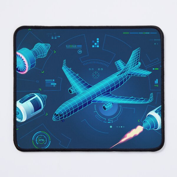 Item preview, aerospace engineering technology or aviation tech, airplane and aircraft engine with futuristic interface showing engine construction designed and sold by NiamLab.