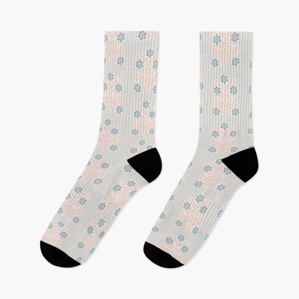 Item preview, Vintage block print floral pattern – Floral retro design pink and light blue designed and sold by colorofmagic.