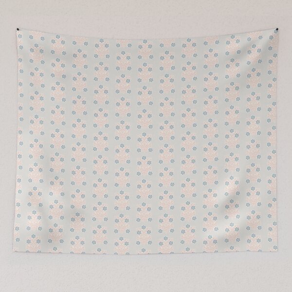 Item preview, Vintage block print floral pattern – Floral retro design pink and light blue designed and sold by colorofmagic.