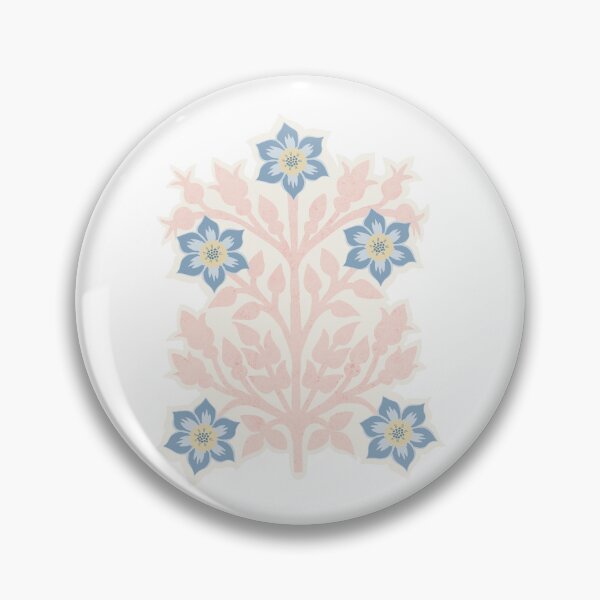 Item preview, Vintage block print floral pattern – Floral retro design pink and light blue designed and sold by colorofmagic.