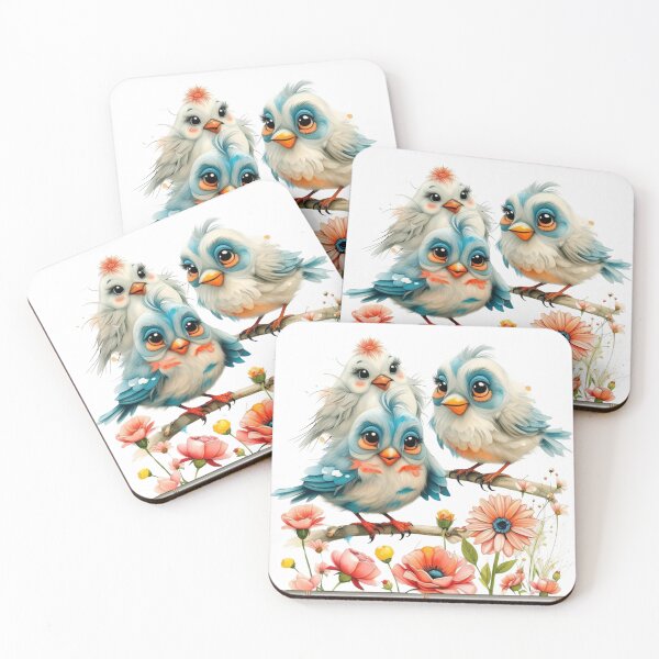 Item preview, "Playful Watercolor Birds – Quirky Expressions & Bright Floral Clipart" designed and sold by STmez Design.