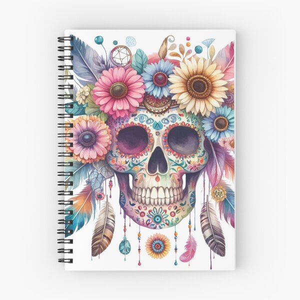 Item preview, Sugar Skull with Boho Flowers| Colorful Day of the Dead Wall Art | Mexican Folk Decor designed and sold by TeetasticBtque.