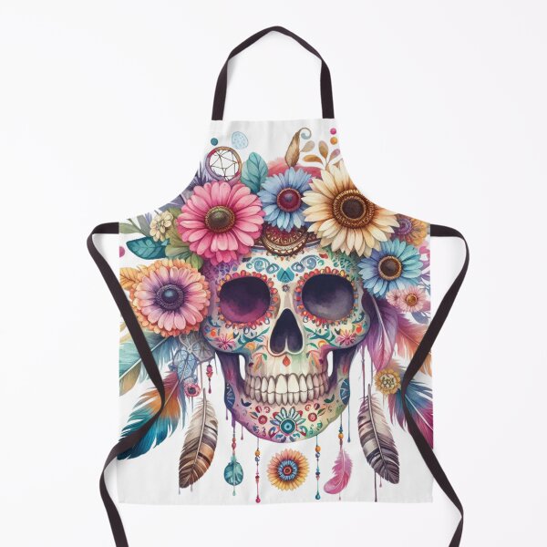 Item preview, Sugar Skull with Boho Flowers| Colorful Day of the Dead Wall Art | Mexican Folk Decor designed and sold by TeetasticBtque.