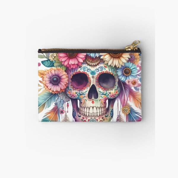 Item preview, Sugar Skull with Boho Flowers| Colorful Day of the Dead Wall Art | Mexican Folk Decor designed and sold by TeetasticBtque.