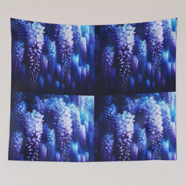 Item preview, Night wisterias bathing in blue and purple colors designed and sold by EmeraldeaArt.