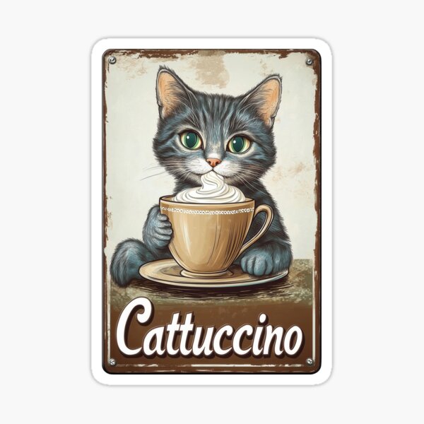 Artikel-Vorschau von Cattucino - Katze trinkt einen Cappuccino, designt und verkauft von gaviani.