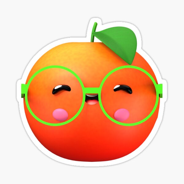 Happy Baby Orange with Glasses – Calm Kawaii Fruit for Sensory Play Sticker