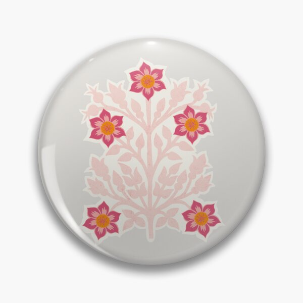 Item preview, Vintage block print floral pattern – Floral retro design pink and grey designed and sold by colorofmagic.