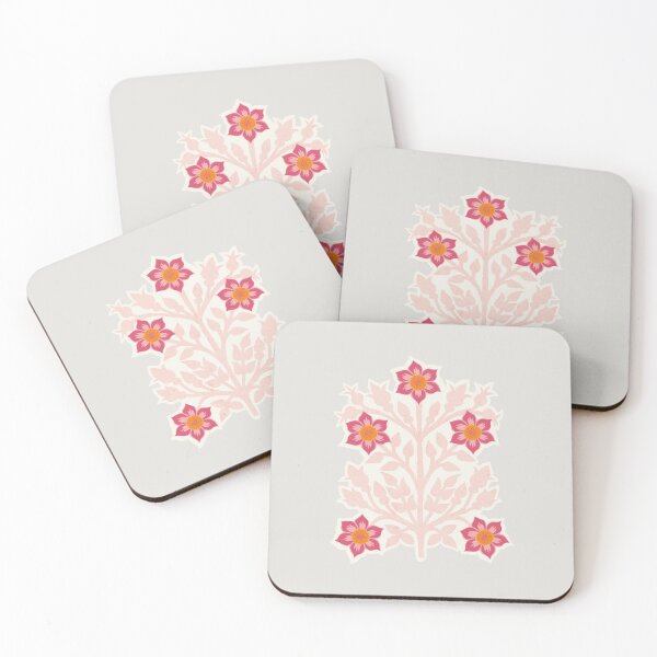Item preview, Vintage block print floral pattern – Floral retro design pink and grey designed and sold by colorofmagic.