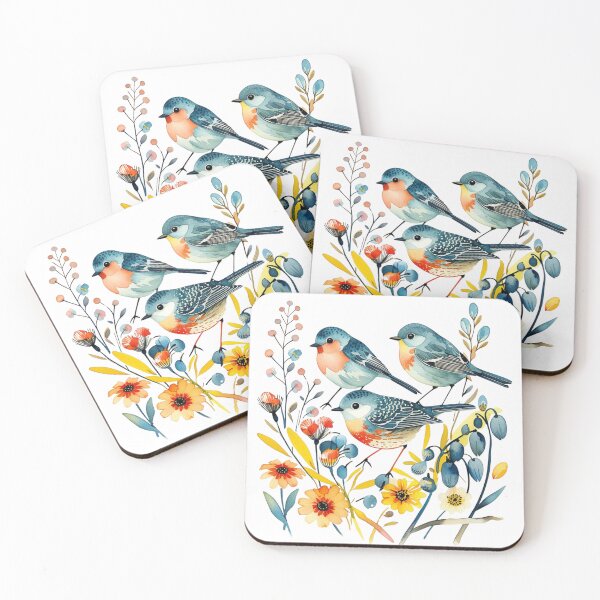 Artikelvorschau, „Handgemaltes skandinavisches Vogel-Clipart – Aquarellvögel auf Wildblumen“ entworfen und verkauft von STmez Design.