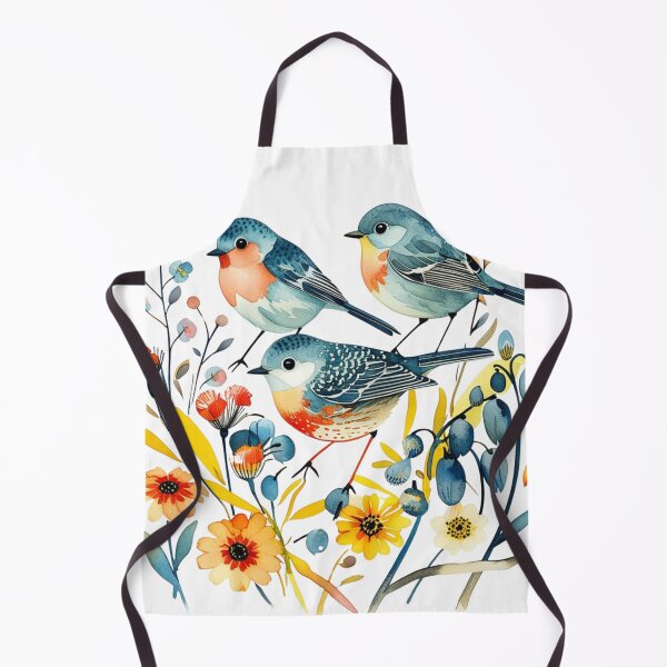 Artikelvorschau, „Handgemaltes skandinavisches Vogel-Clipart – Aquarellvögel auf Wildblumen“ entworfen und verkauft von STmez Design.
