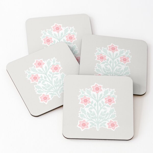 Item preview, Vintage block print floral pattern – Floral retro design pink and light green designed and sold by colorofmagic.