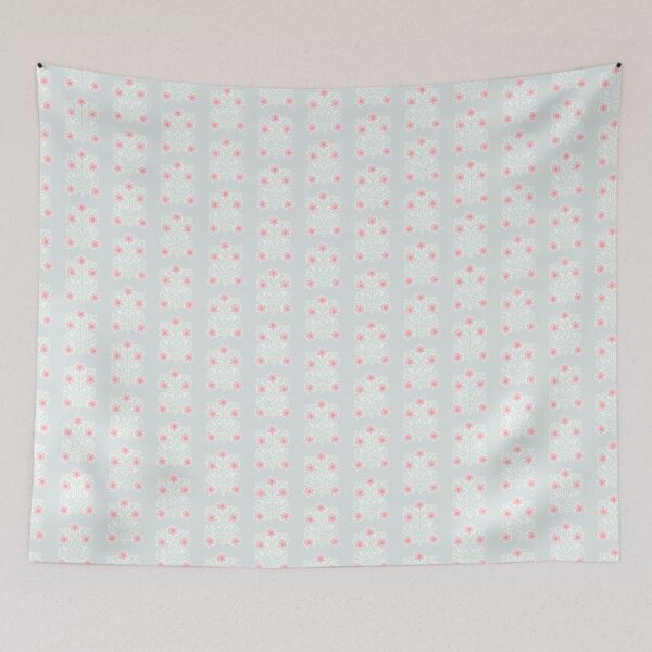 Item preview, Vintage block print floral pattern – Floral retro design pink and light green designed and sold by colorofmagic.