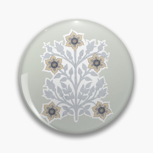 Item preview, Vintage block print floral pattern – floral retro design grey green designed and sold by colorofmagic.