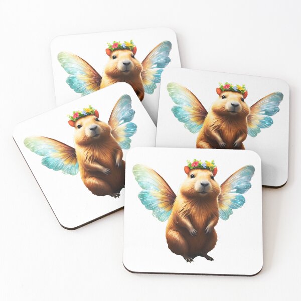 Item preview, Cute Floral Capy Fae - capybara with wings capybara fairy designed and sold by EmeraldeaArt.