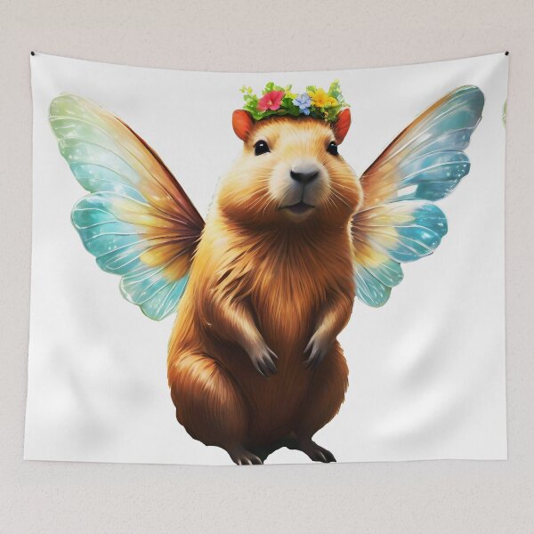 Item preview, Cute Floral Capy Fae - capybara with wings capybara fairy designed and sold by EmeraldeaArt.