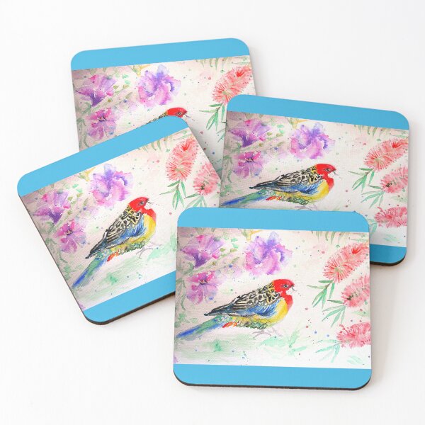 Item preview, Rosella Parrot and BottleBrush Flowers Watercolour Painting designed and sold by Sarah  Rajkotwala.