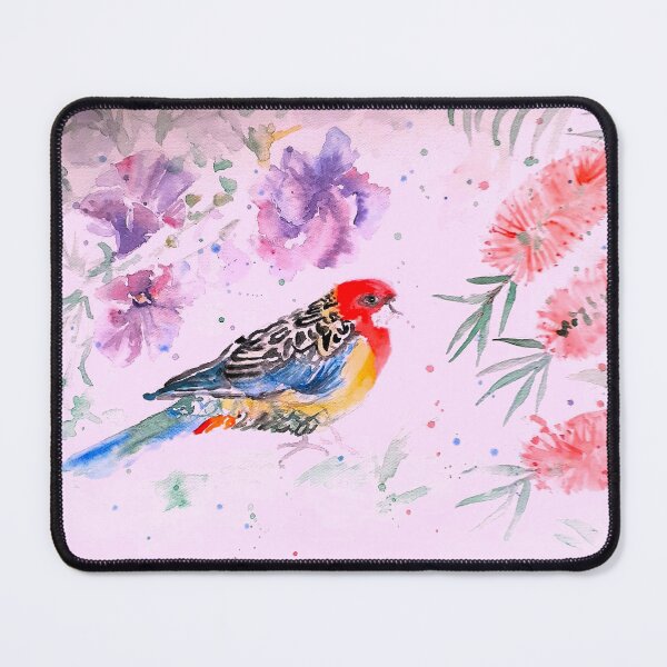 Item preview, Rosella Parrot and BottleBrush Flowers Watercolour Painting designed and sold by Sarah Rajkotwala.