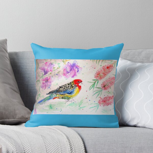 Item preview, Rosella Parrot and BottleBrush Flowers Watercolour Painting designed and sold by Sarah  Rajkotwala.