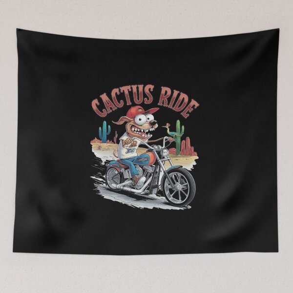 Artikelvorschau, Kaktus-Fahrt-Cartoon-Hundebiker - Lustige Vintage Motorradkunst entworfen und verkauft von love3617.