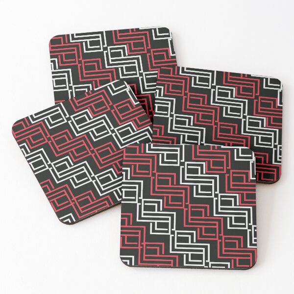 Item preview, Modern Geometric Maze Pattern in Red & White designed and sold by Prints & Wonders.