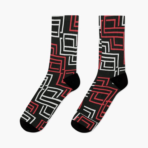 Item preview, Modern Geometric Maze Pattern in Red & White designed and sold by Prints & Wonders.