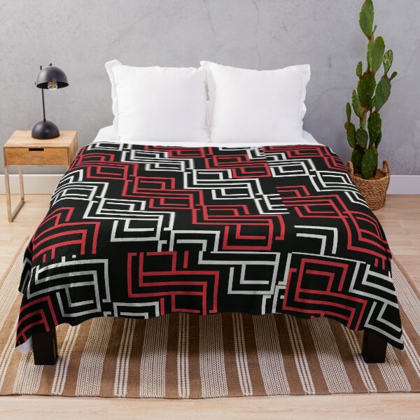 Item preview, Modern Geometric Maze Pattern in Red & White designed and sold by Prints & Wonders.