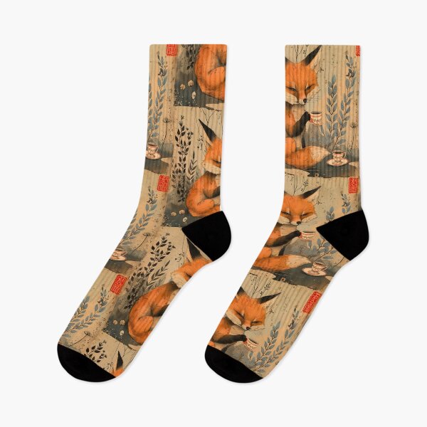 Item preview, Vintage Chinese art cute fox with tea ceremony friendship designed and sold by Anbe_design.