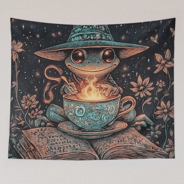 Item preview, Wizard Frog | Magical Teacup Spell Art | Whimsical Cottagecore Aesthetic designed and sold by casauslu.