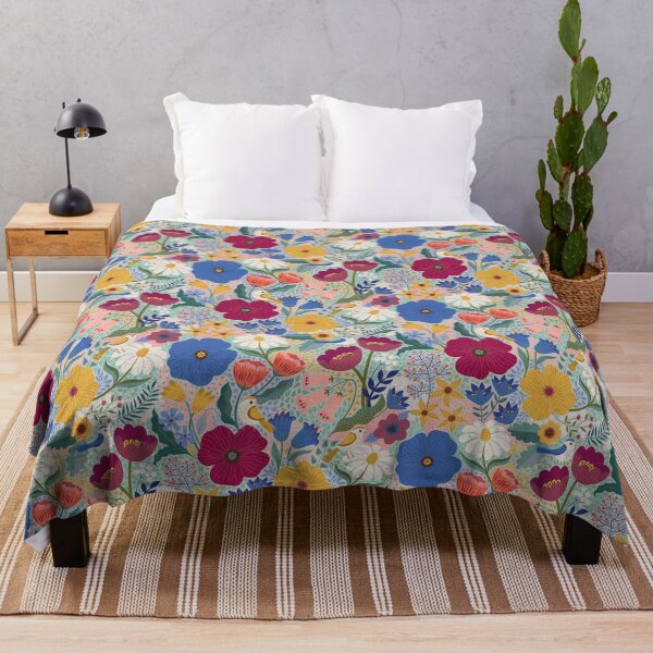 Item preview, Maxi Summer Floral with birds - plum and blue - cute pattern by Cecca Designs designed and sold by Cecca-Designs.