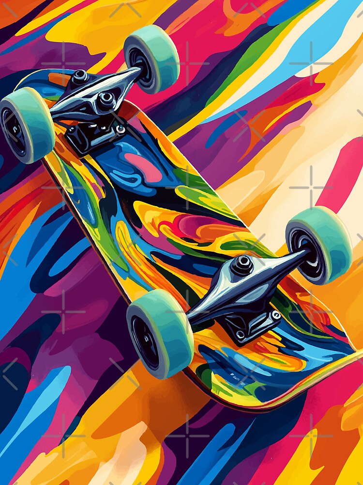 Thumbnail 3 of 3, Drawstring Bag, Colorful Abstract Skateboard Design – Pop Art Style designed and sold by ajurnaya.
