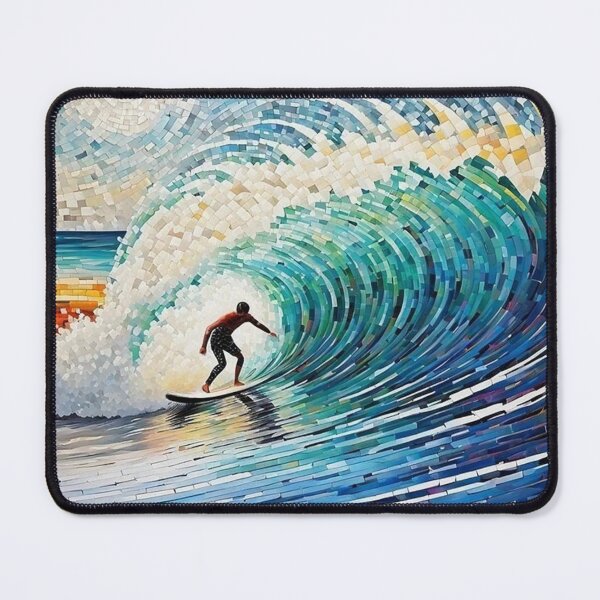 Item preview, Surfer at Pipeline in abstract mosaic art design designed and sold by JackFreestone.