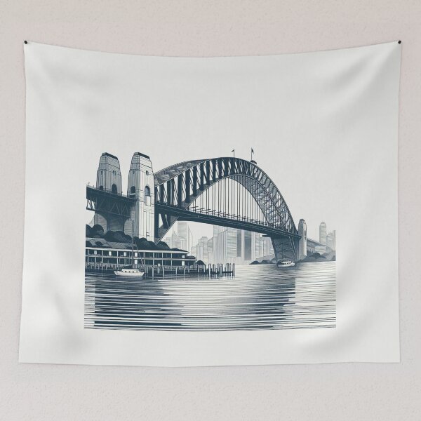 Item preview, Sydney Harbour Bridge, NSW, Australia, Pencil Drawing Style designed and sold by Gaborai.